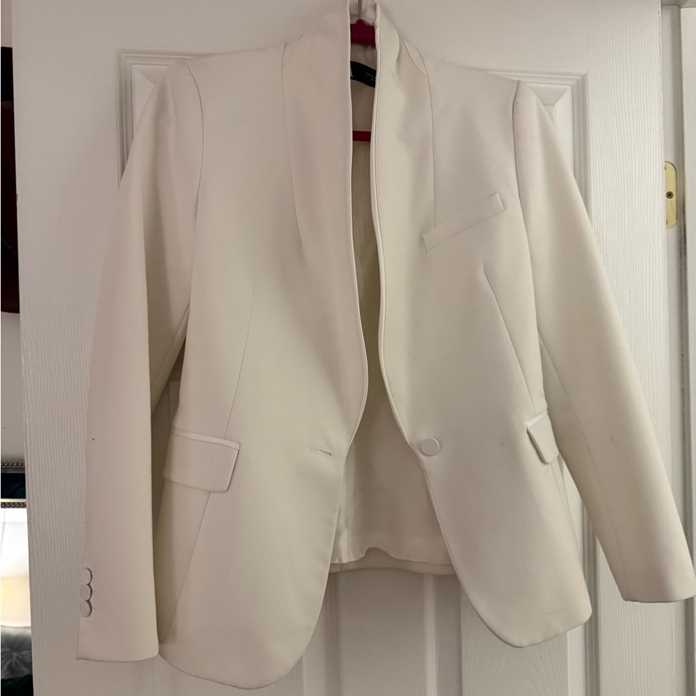 Zara White Tuxedo Blazer